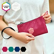 m square 三層字母拉鏈手拿包紫紅