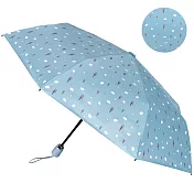 【2mm】100%遮光 趣味森林 黑膠降溫自動開收傘(雲朵藍)