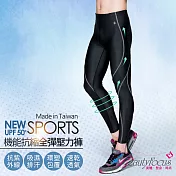BeautyFocus全彈抗縮機能運動緊身褲5822-M灰線條
