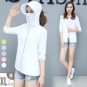 【MsMore】夏威夷群島酷熱艷夏防風防曬遮面冰涼連帽外套#j104196M白