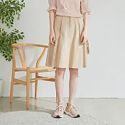 【慢。生活】半鬆緊腰帶環中長A字裙 8520　FREE杏色