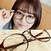 amazing 99781-圓框細架小清新平光眼鏡 (3色任選)茶色