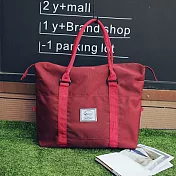 大容量防撥水拉桿旅行袋紅色