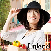 Sunlead 防曬抗UV寬緣涼感透氣排熱寬圓頂遮陽軟帽 (黑色)