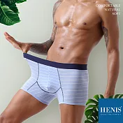 【HENIS】經典純色棉織 立體貼身四角內褲M淺藍