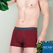 【HENIS】經典純色棉織 立體貼身四角內褲M暗紅