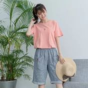 【慢。生活】小豬刺繡純色短袖T 8039　FREE粉紅
