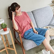 【慢。生活】狗頭刺繡純色短袖T 8035　FREE紅色