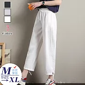 冰涼水絲麻抽繩束口燈籠褲