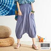 【潘克拉】鬆緊縮口低檔燈籠褲 TM1082 FREE藍色