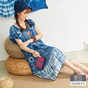 【潘克拉】藍染水洗涼感連身裙 TM1074 FREE淺藍