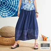 【潘克拉】手工繡線肌理花苞長裙 TM1046 FREE藍色