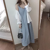 【初色】修身顯瘦連身A字裙-共3色-93574(F可選)F藍色