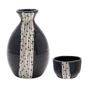 【BISQUE】美濃燒銅板德利雨紋酒壺杯組 ‧黑