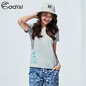 ADISI 女輕量消臭圖騰超透氣排汗衣AL1911021 (S-2XL) / 吸濕快乾、輕薄透氣、彈力M銀灰