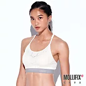 Mollifix瑪莉菲絲 A++梯背LOGO織帶舒心BRA (白+淡灰)S