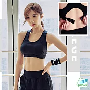 【BODYAIR嚴選】深包覆後扣調節運動內衣(健身.休閒.慢跑)S黑