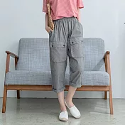 【慢。生活】細格紋雙口袋寬版蘿蔔褲 K1832　FREE黑白格