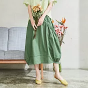 【慢。生活】不對稱口袋兩穿式飛鼠褲長裙 30216　FREE綠色