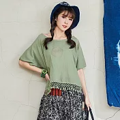 【潘克拉】圓圈繡線編織下襬上衣 TM1045 FREE淺綠