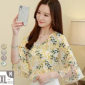 【MsMore】韓國芭比佳人冰涼滑絲拉芭五分袖雪紡上衣#j104495XL黃