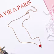 AmaZing 情人禮物甜美金色紅愛心鎖骨鍊