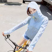【KISSDIAMOND】日系百搭抗曬遮面連帽外套(戶外/騎車/防曬/透氣/輕薄/拉鏈口袋/4色M-2XL可選)M 藍色