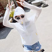 【KISSDIAMOND】日系百搭抗曬遮面連帽外套(戶外/騎車/防曬/透氣/輕薄/拉鏈口袋/4色M-2XL可選)M白色