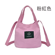 【E.dot】2way手提肩背迷你帆布水桶包粉紅色