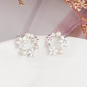Sandra珊卓拉-甜美花卉夾式耳環銀