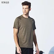 【ST.MALO】台灣製速乾除臭咖啡紗男T恤-1955MTM棕綠色