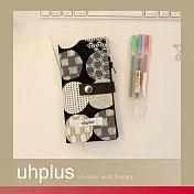 uhplus 信箋筆袋- 円和柄(黑)