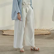 旅途原品_聞簡_原創設計全棉超寬鬆闊腿褲 M/L/XL　M白色