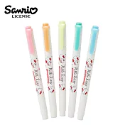 【日本正版授權】凱蒂貓 5色螢光筆組 雙頭螢光筆 日本製 Hello Kitty 三麗鷗 MILDLINER 982136