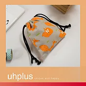uhplus 迷你束口袋-小狐狸(灰橘)