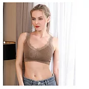 JDS@本舖-日系蕾絲性感美背無鋼圈內衣卡其色