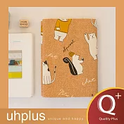 uhplus Q-plus手感書衣-貓咪刺蝟(粉橘)