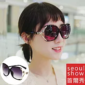 seoul show首爾秀 香香風銅模花朵太陽眼鏡UV400墨鏡亮黑