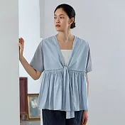 旅途原品_海的樣子_原創設計全棉拼接兩穿上衣 M/L/XL　L淺藍色