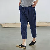 旅途原品_本生_原創設計亞麻蘿蔔褲 L　L寶藍色