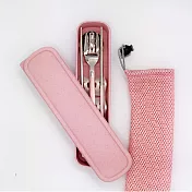 【鮮食優多】304不鏽鋼鏡面烤漆餐具組(櫻花粉)