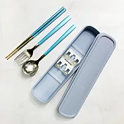 【鮮食優多】304不鏽鋼鏡面烤漆餐具組(靜謐藍)