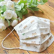 TEMARIYA 日本製可水洗手作立體口罩9x16.5(被柴犬環繞)白