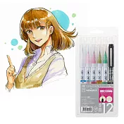 【Kuretake 日本吳竹】 ZIG 彩繪毛筆+MANGAKA 代針筆組合-12色套組/中性色系
