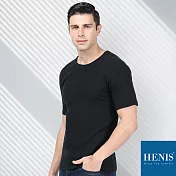【HENIS】空氣感 經典純棉圓領短袖衫M黑