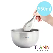 【鈦安純鈦餐具 TiANN】純鈦雙層鈦碗+台式湯匙組