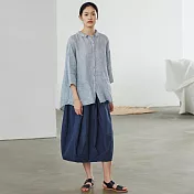 旅途原品_街角旅行_原創設計肌理全棉基礎半身裙 S/M/L M寶藍色