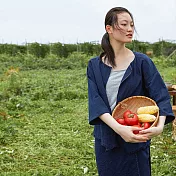 旅途原品_夏夜_原創設計棉麻米粒繡單扣小開衫 M/L/XL　M寶藍色