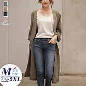 【A.Cheter】韓國簡約秋意舒心寬鬆顯瘦開衫棉麻長外套#104675_M棕色