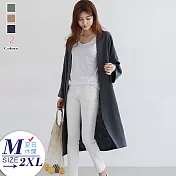 【A.Cheter】韓國簡約秋意舒心寬鬆顯瘦開衫棉麻長外套#104675_M藍色